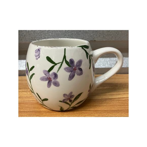 Potter’s Studio Floral Mug Purple Flowers Stoneware Round Cup Dishwasher Safe - Picture 2 of 8